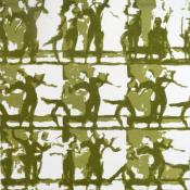 grid of 9 groups of dancers, printed in two tones of green