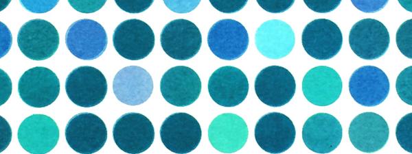 square grid of dots in dark blue and light blue, Rotations #8, screenprint by Bill Brookover