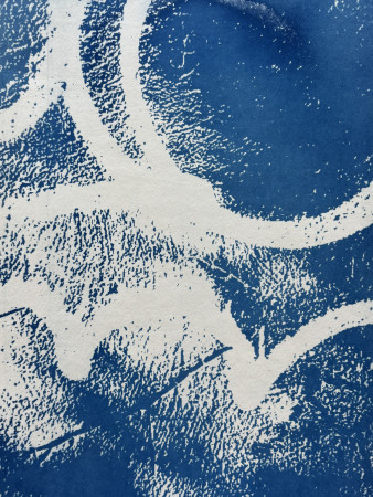 white graffiti lines across a blue background